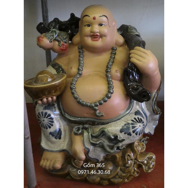 Tượng gốm sứ Bát Tràng - Tượng Phật Di Lặc no đủ men rạn cao 50cm