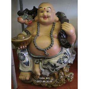 Tượng Phật Di Lặc no đủ men rạn cao 50cm
